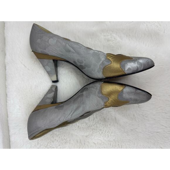 Stuart Weitzman for Mr. Seymour Metallic Vintage Heels Size 8 - Picture 6 of 13